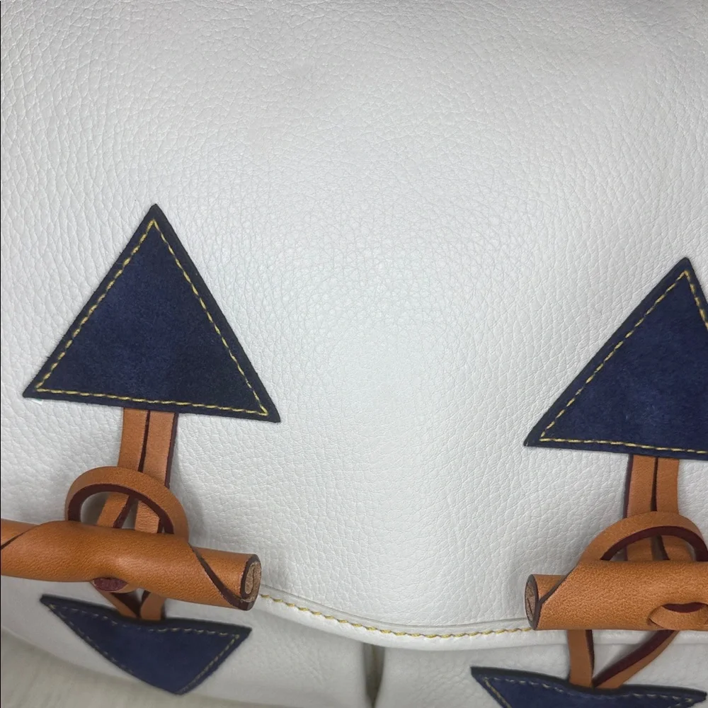 Dooney & Bourke White and Navy Medium Toggle Crossbody Bag